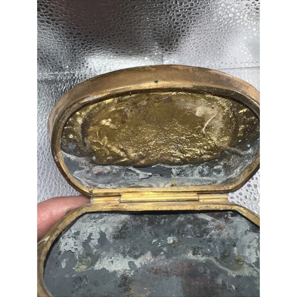 elaborate‎ vintage jewelry casket box brass metal